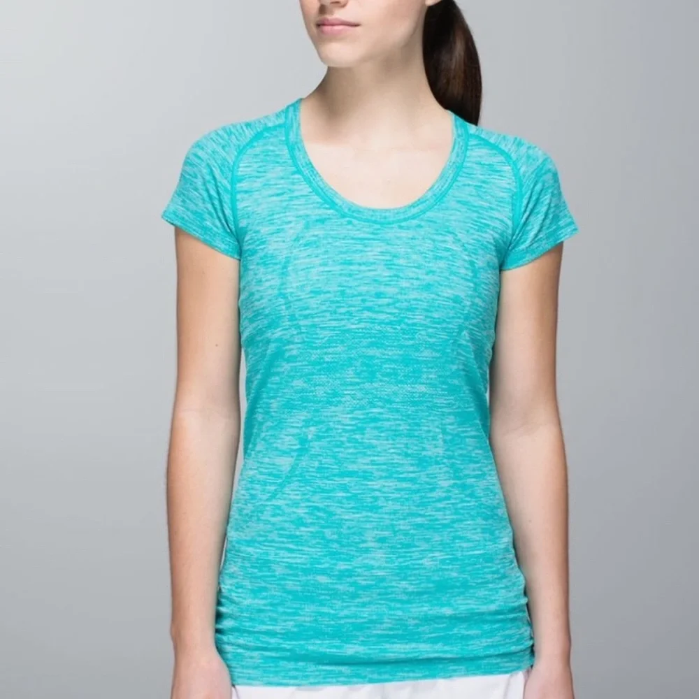lululemon athletica Women's Turquoise Heather Short Sleeve Tee